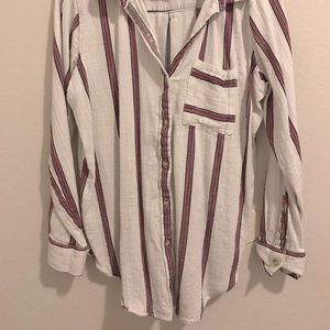 Linen Style Pinstriped Blouse